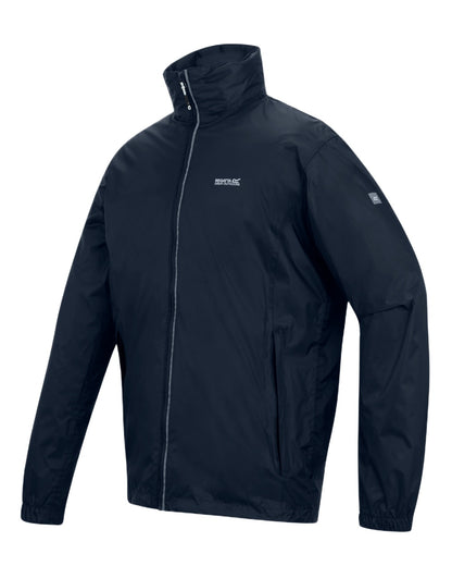 Navy Coloured Regatta Mens Lyle IV Waterproof Packaway Jacket on white background 