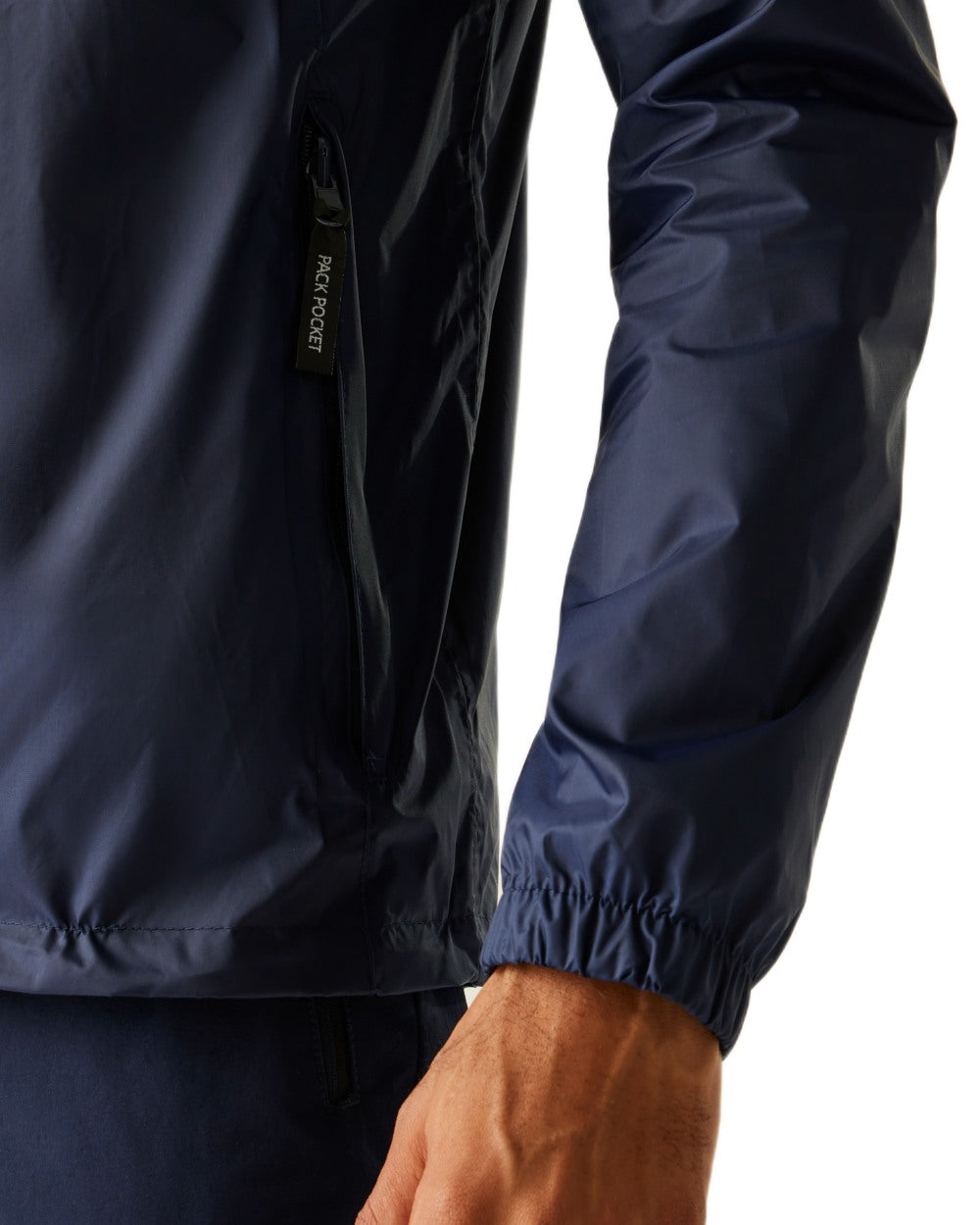 Navy Coloured Regatta Mens Lyle IV Waterproof Packaway Jacket on white background 