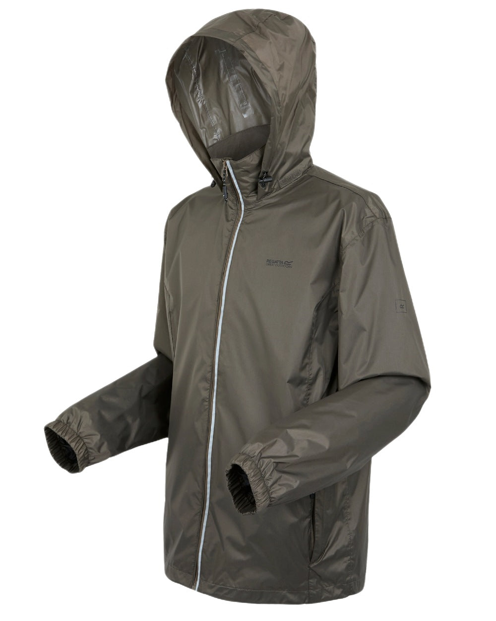 Treetop Coloured Regatta Mens Lyle IV Waterproof Packaway Jacket on white background 