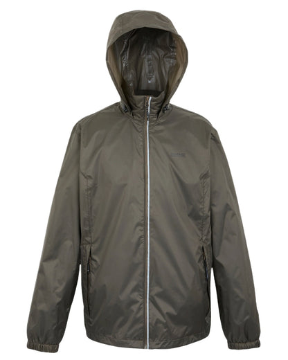 Treetop Coloured Regatta Mens Lyle IV Waterproof Packaway Jacket on white background 