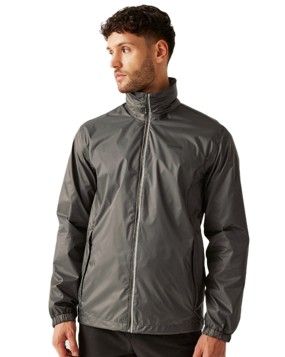 Treetop Coloured Regatta Mens Lyle IV Waterproof Packaway Jacket on white background 