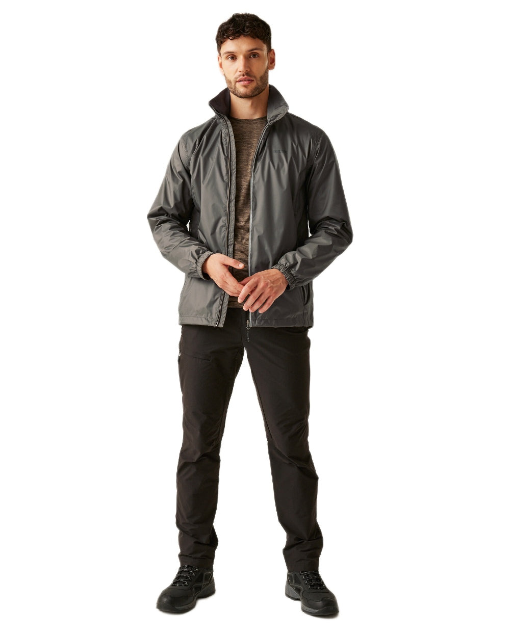 Treetop Coloured Regatta Mens Lyle IV Waterproof Packaway Jacket on white background 