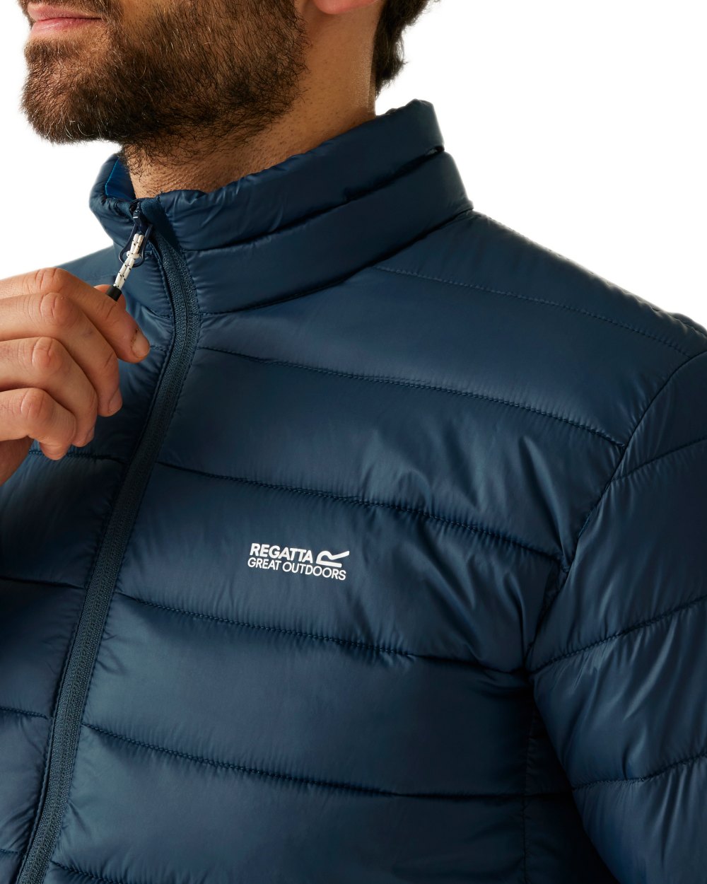 Moon Light Denim Coloured Regatta Mens Marizion Padded Jacket on white background 