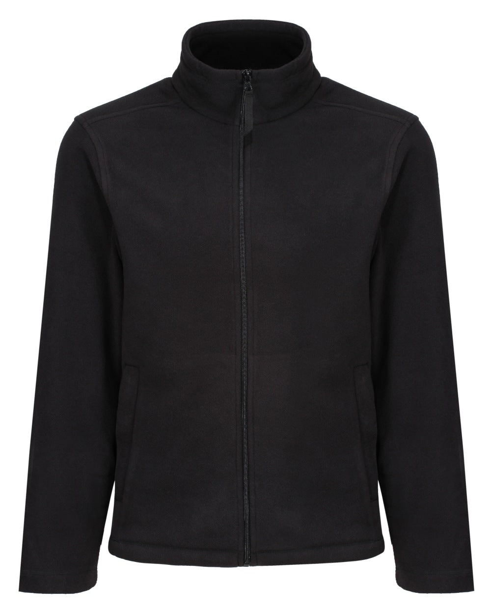 Black coloured Regatta Mens Micro Lightweight Full Zip Fleece on white background 