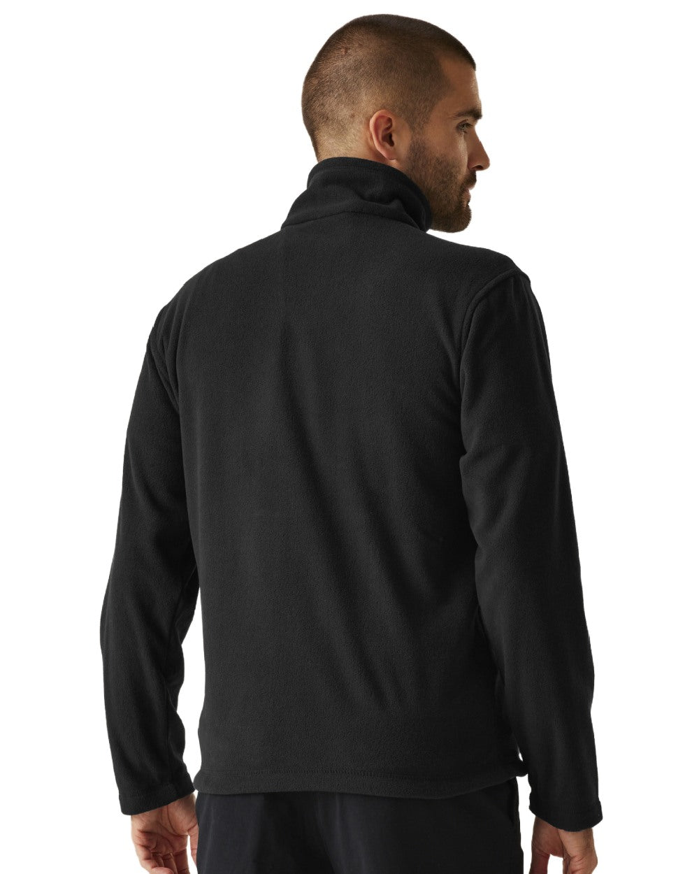 Black coloured Regatta Mens Micro Lightweight Full Zip Fleece on white background 