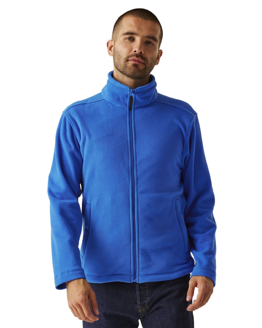 Oxford Blue coloured Regatta Mens Micro Lightweight Full Zip Fleece on white background 