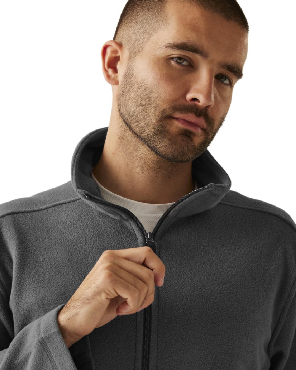 Seal Grey coloured Regatta Mens Micro Lightweight Full Zip Fleece on white background 