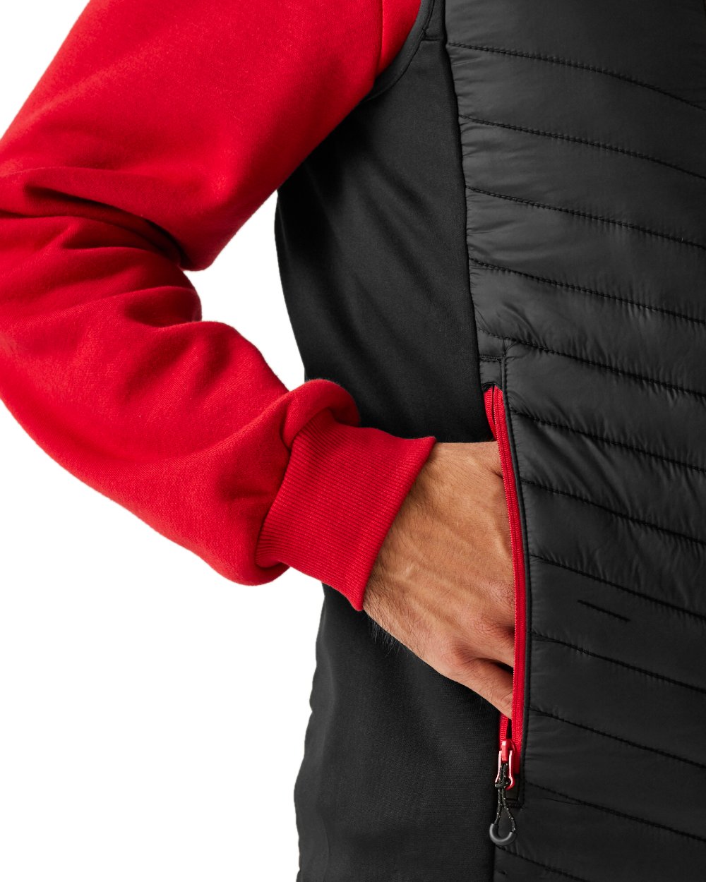 Black Classic Red coloured Regatta Mens Navigate Hybrid Bodywarmer on white background 