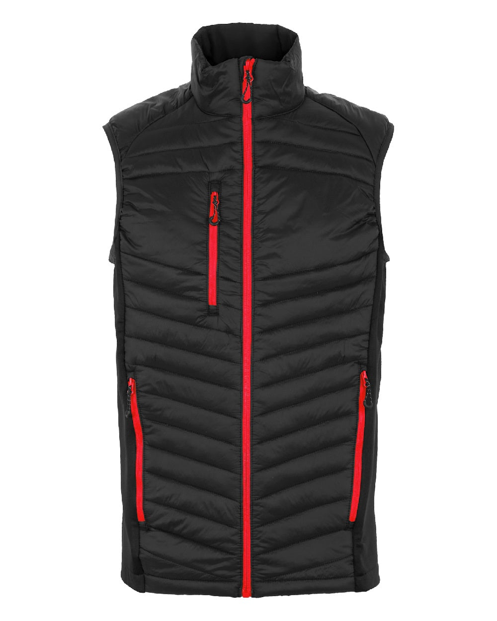 Black Classic Red coloured Regatta Mens Navigate Hybrid Bodywarmer on white background 