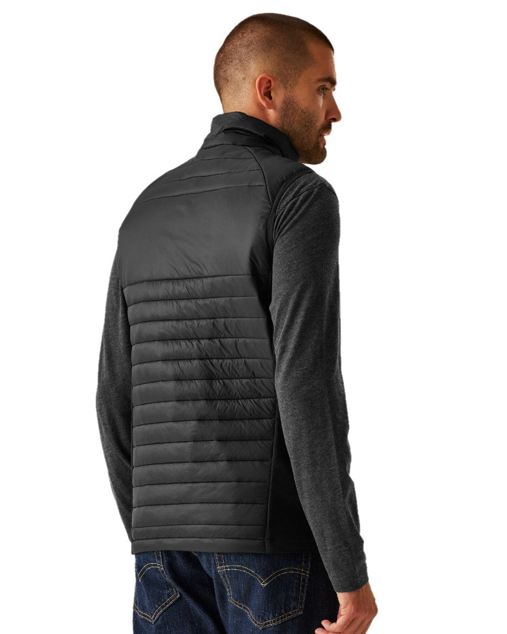 Black Lime Green coloured Regatta Mens Navigate Hybrid Bodywarmer on white background 