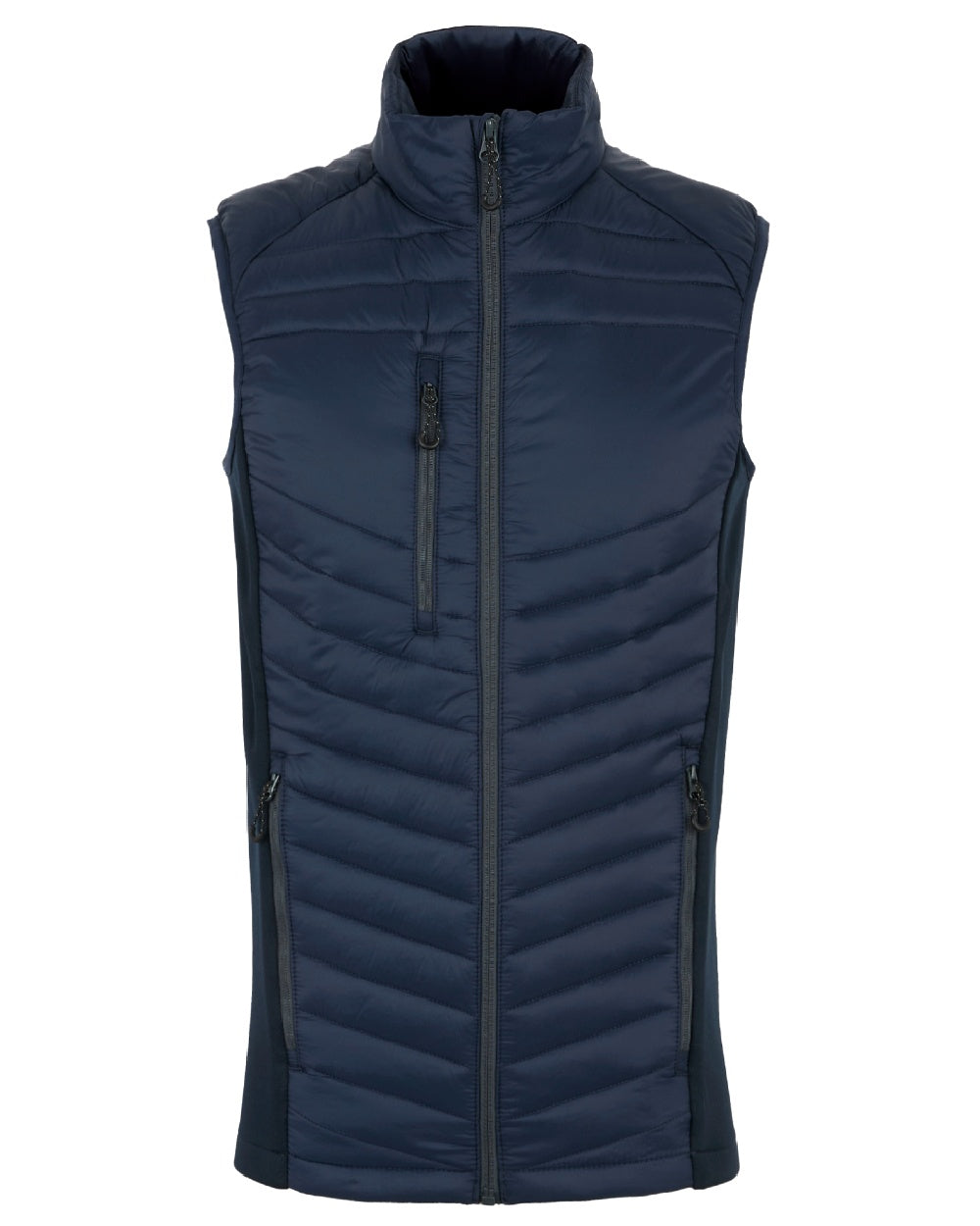 Navy Seal Grey coloured Regatta Mens Navigate Hybrid Bodywarmer on white background 
