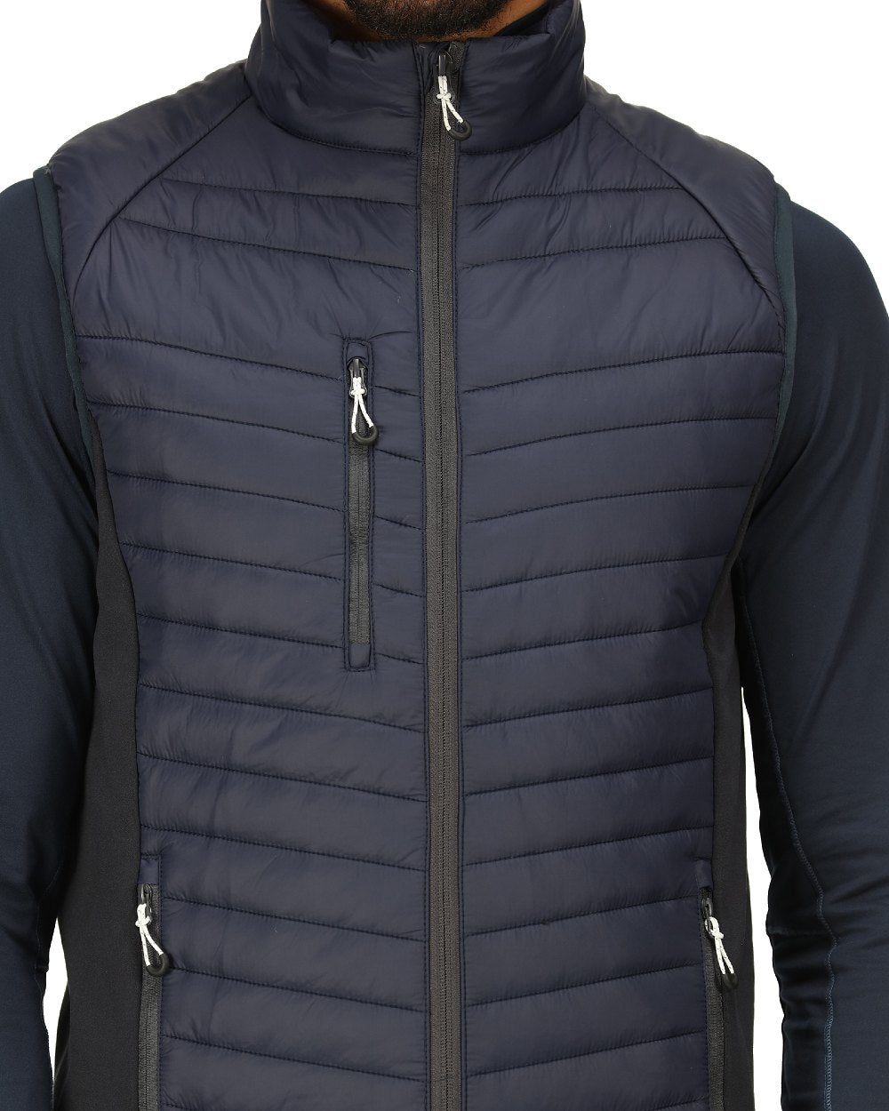 Navy Seal Grey coloured Regatta Mens Navigate Hybrid Bodywarmer on white background 