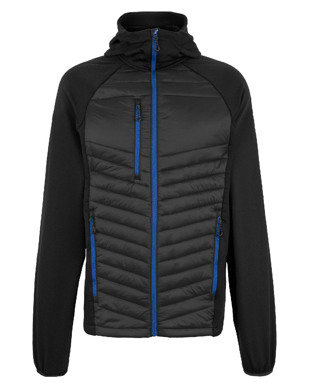 Black New Royal coloured Regatta Mens Navigate Hybrid Jacket on white background 