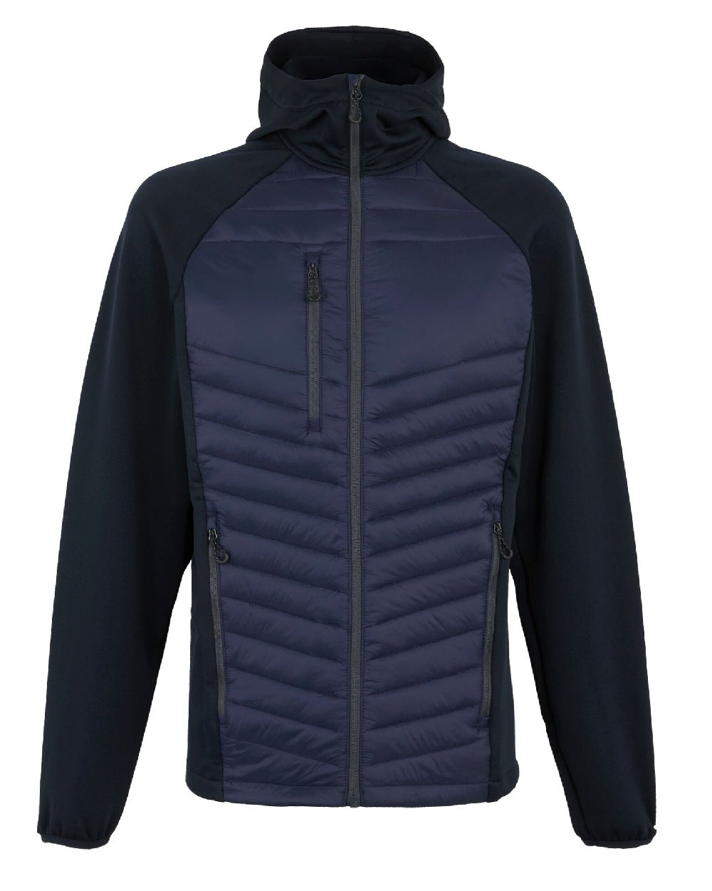 Navy Seal Grey coloured Regatta Mens Navigate Hybrid Jacket on white background 