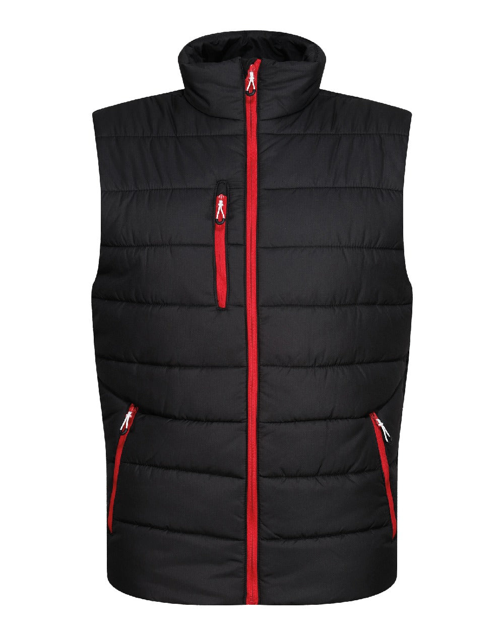 Black Classic Red coloured Regatta Mens Navigate Thermal Bodywarmer on white background 