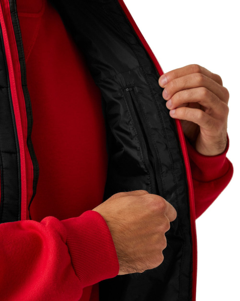 Black Classic Red coloured Regatta Mens Navigate Thermal Bodywarmer on white background 