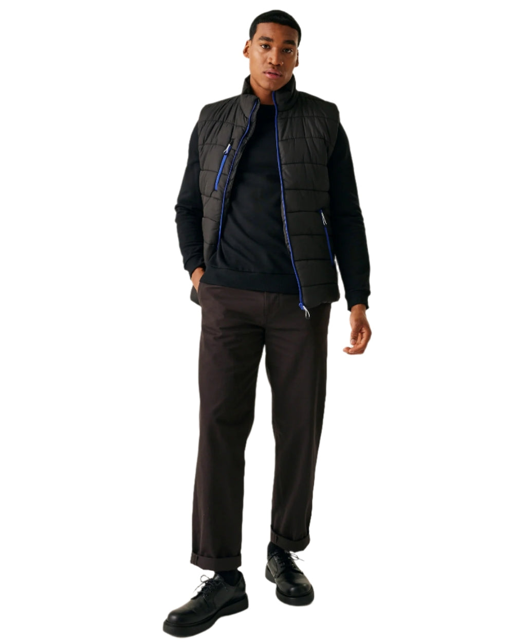 Black New Royal coloured Regatta Mens Navigate Thermal Bodywarmer on white background 