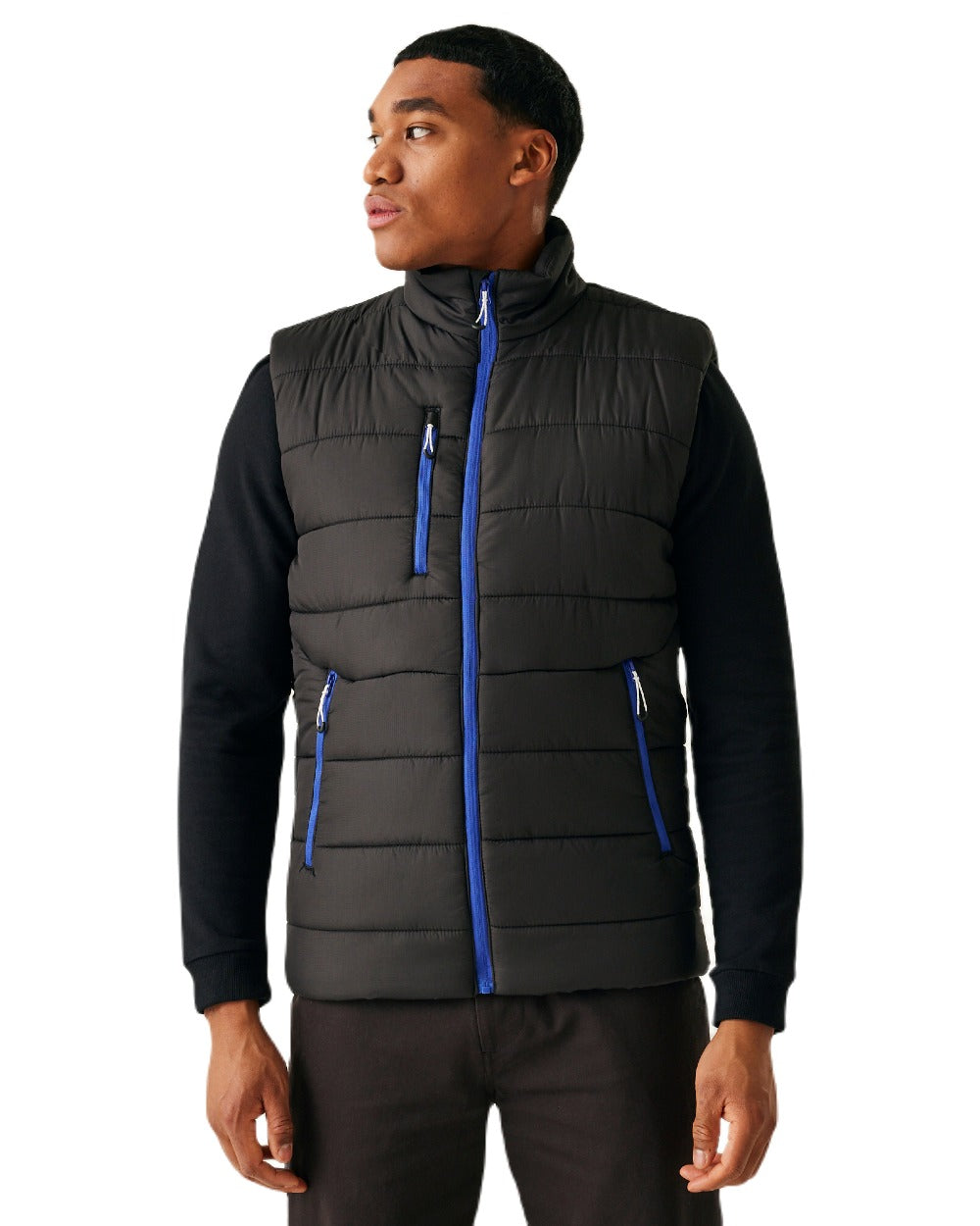 Black New Royal coloured Regatta Mens Navigate Thermal Bodywarmer on white background 