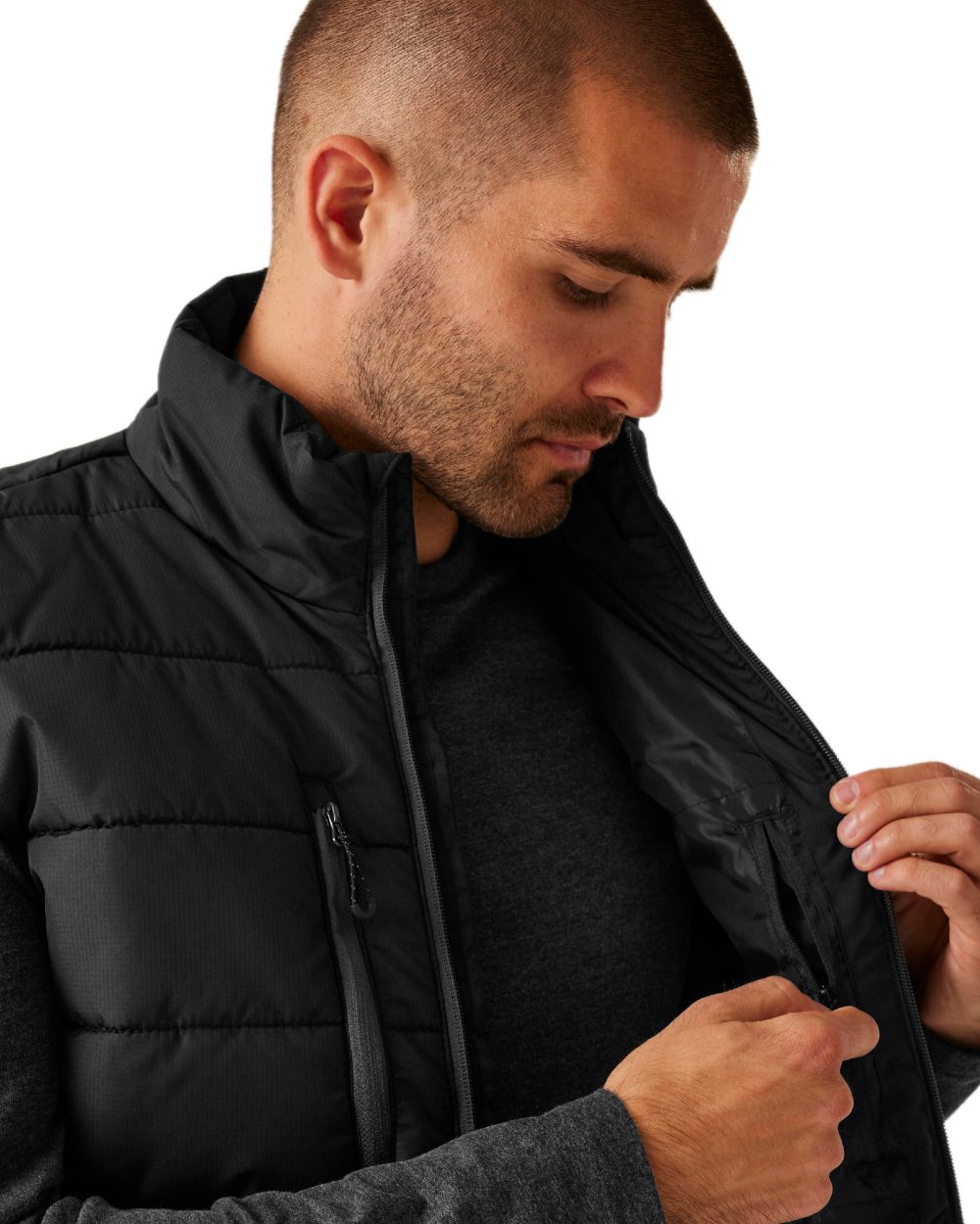 Black Seal Grey coloured Regatta Mens Navigate Thermal Bodywarmer on white background 