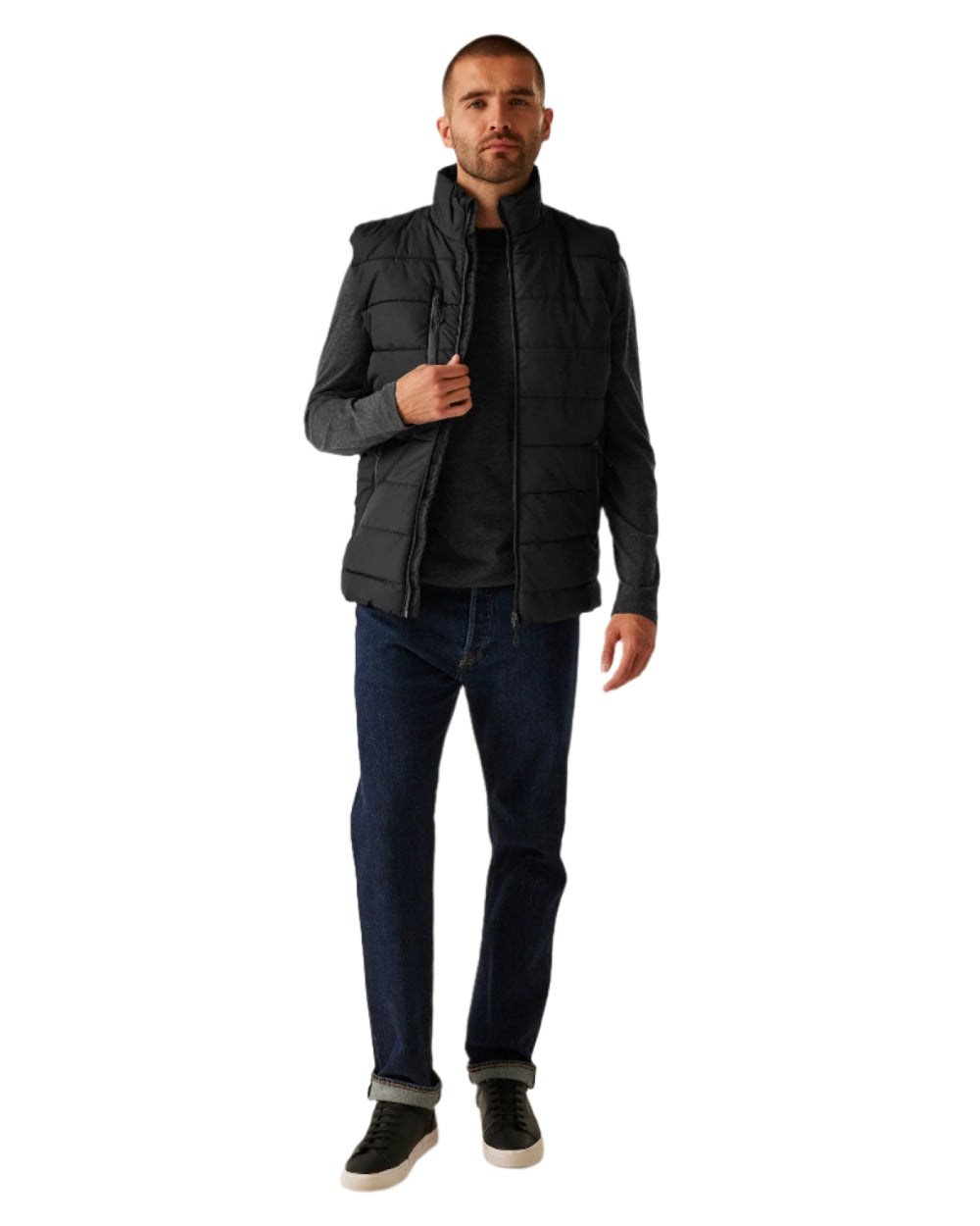 Black Seal Grey coloured Regatta Mens Navigate Thermal Bodywarmer on white background 