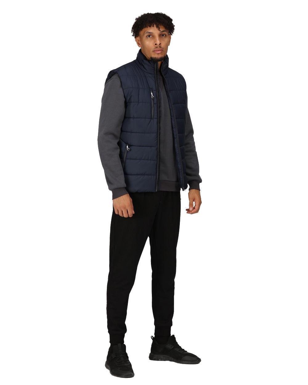 Navy Seal Grey coloured Regatta Mens Navigate Thermal Bodywarmer on white background 