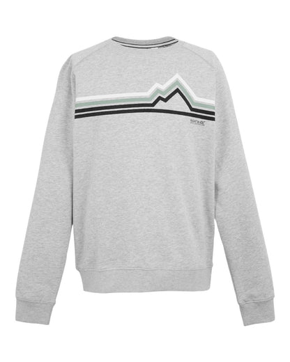 Grey Marl Linear Mountain Coloured Regatta Mens Nithsdale Crewneck Sweatshirt on white background 