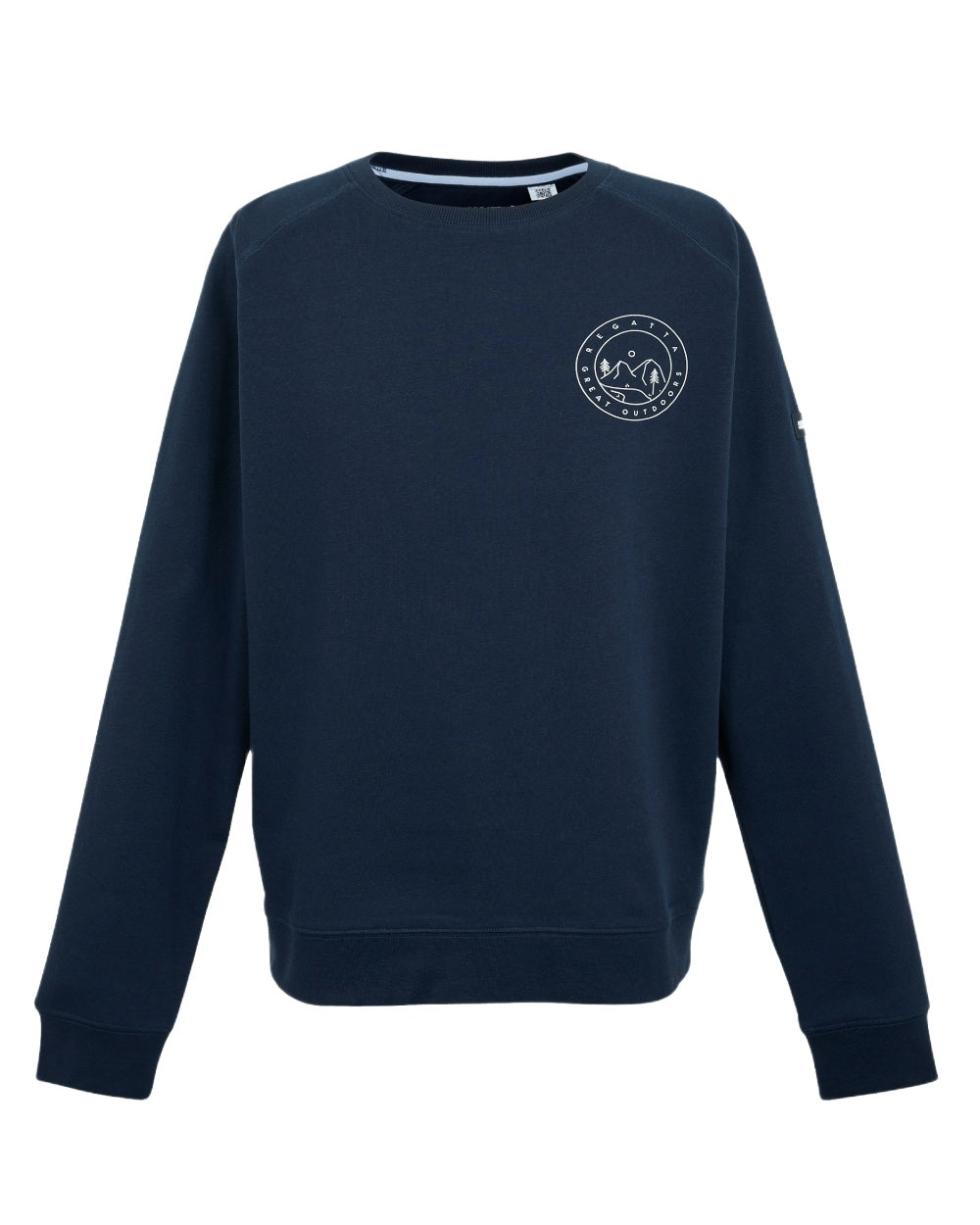 Navy For Every Adventure Coloured Regatta Mens Nithsdale Crewneck Sweatshirt on white background 