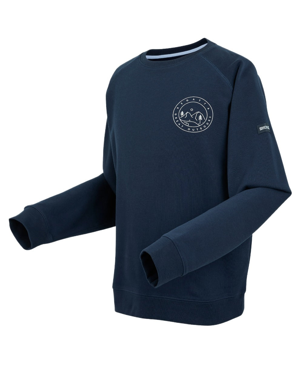 Navy For Every Adventure Coloured Regatta Mens Nithsdale Crewneck Sweatshirt on white background 