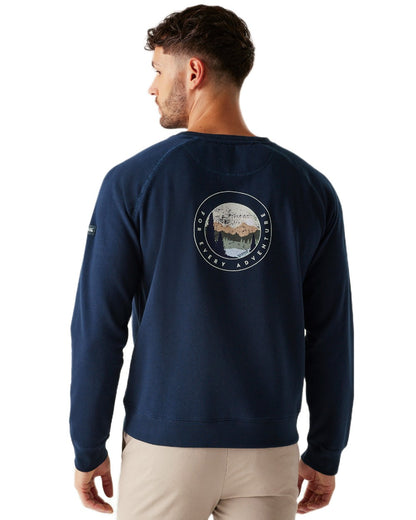 Navy For Every Adventure Coloured Regatta Mens Nithsdale Crewneck Sweatshirt on white background 
