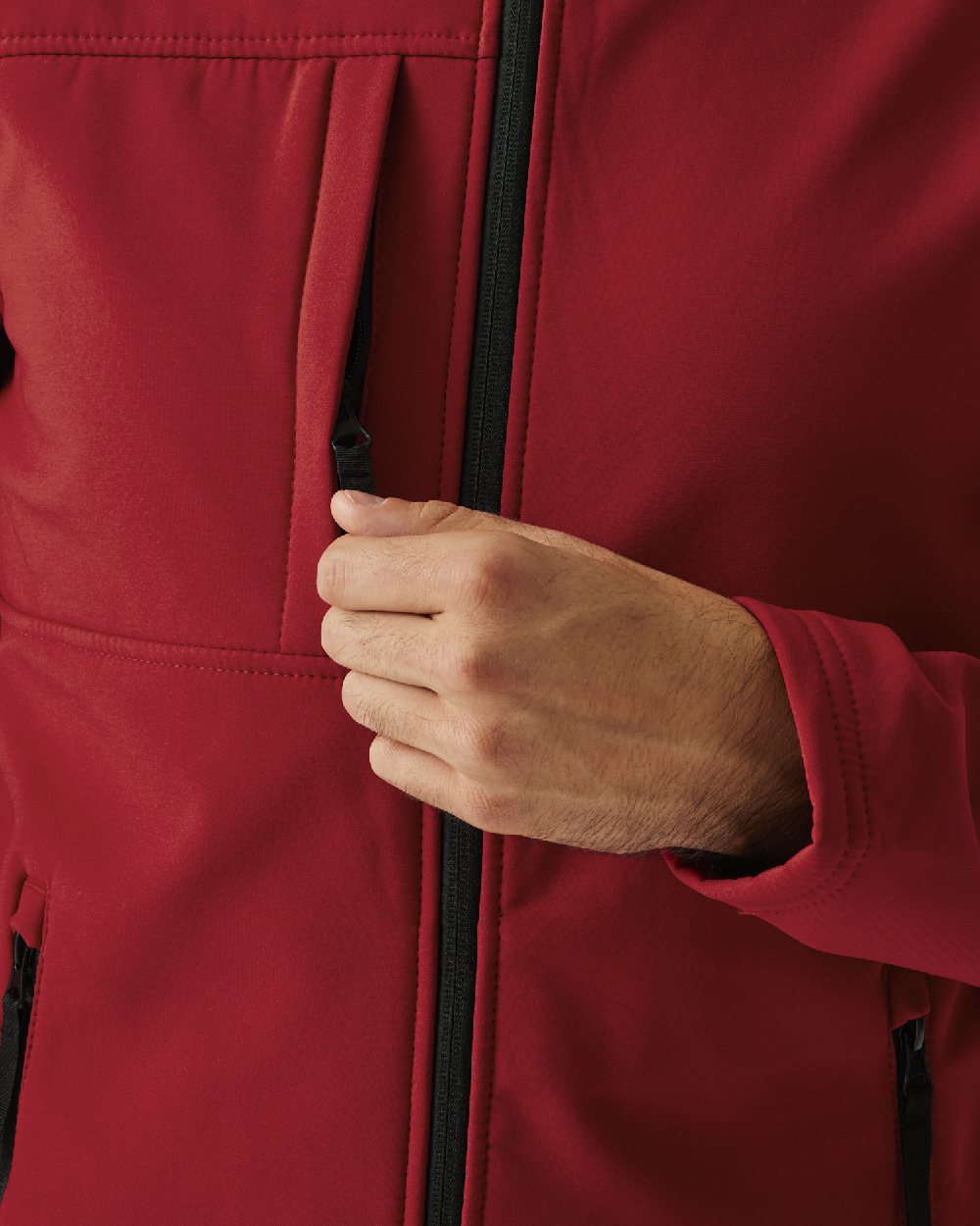 Classic Red Black coloured Regatta Mens Octagon II Printable 3 Layer Membrane Softshell Jacket on white background 