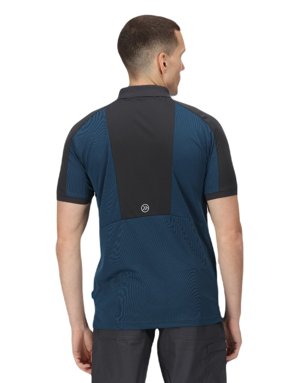 Blue Wing coloured Regatta Mens Offensive Moisture Wicking Polo Shirt on white background 