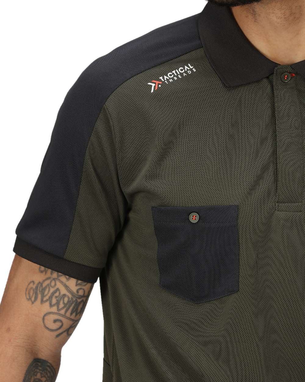 Dark Khaki coloured Regatta Mens Offensive Moisture Wicking Polo Shirt on white background 