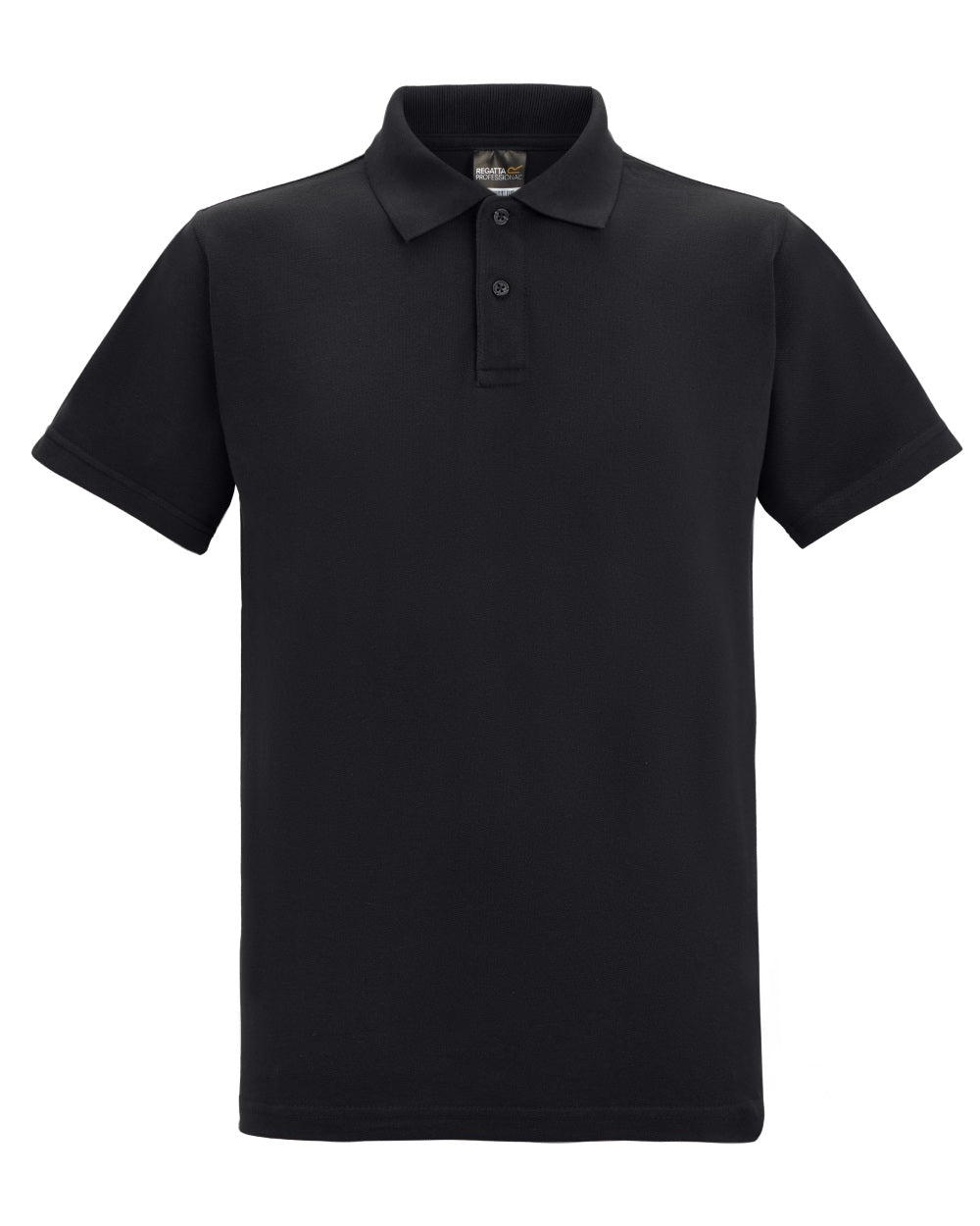 Black coloured Regatta Mens Pro 50/50 Pique Polo T-Shirt on white background 