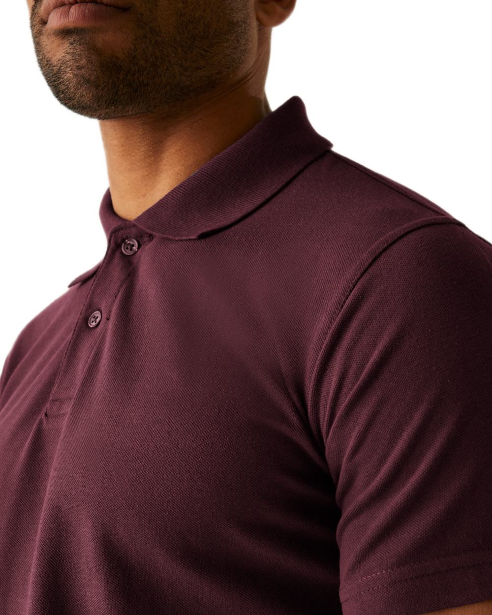 Burgundy coloured Regatta Mens Pro 50/50 Pique Polo T-Shirt on white background 
