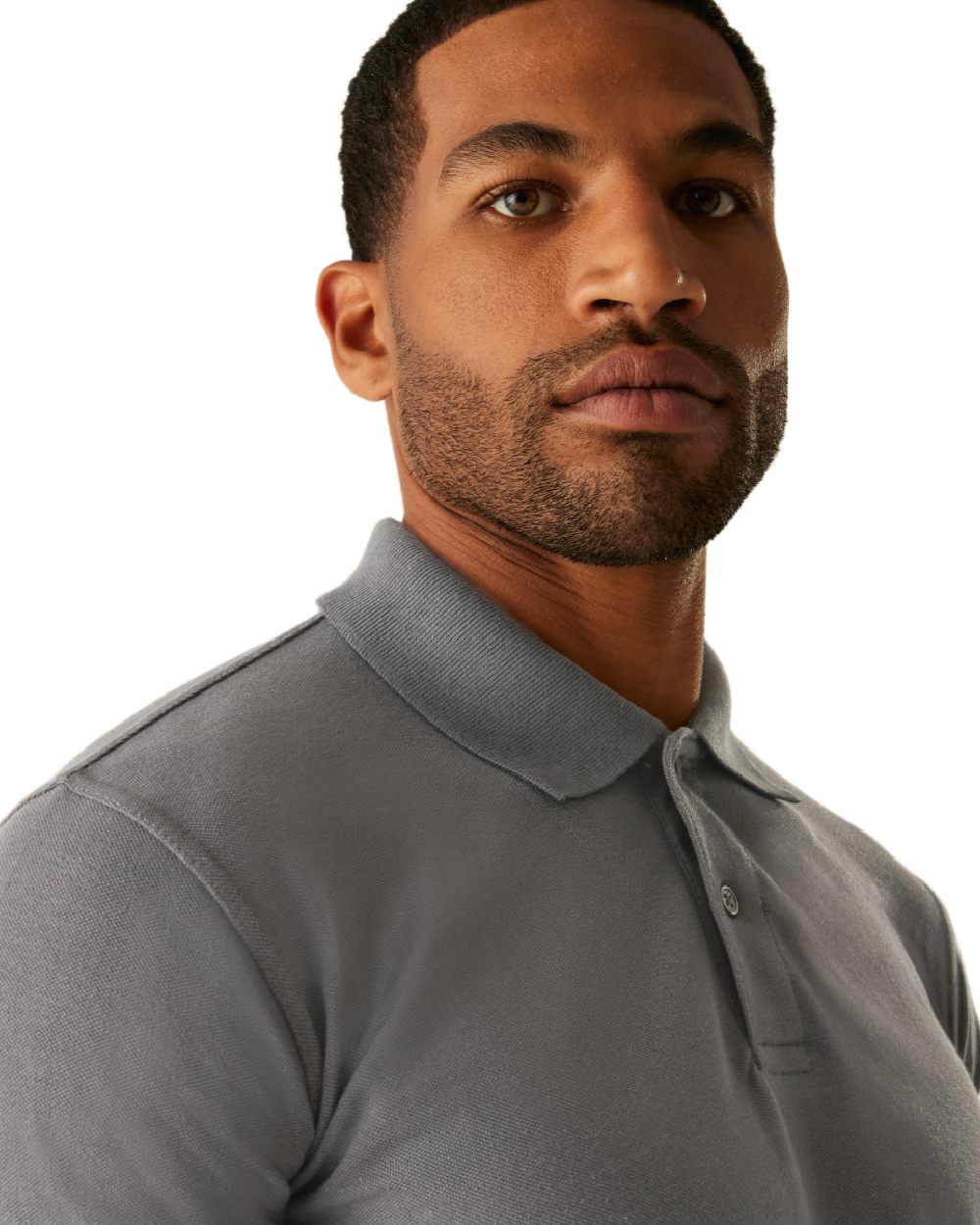 Heather Grey coloured Regatta Mens Pro 50/50 Pique Polo T-Shirt on white background 