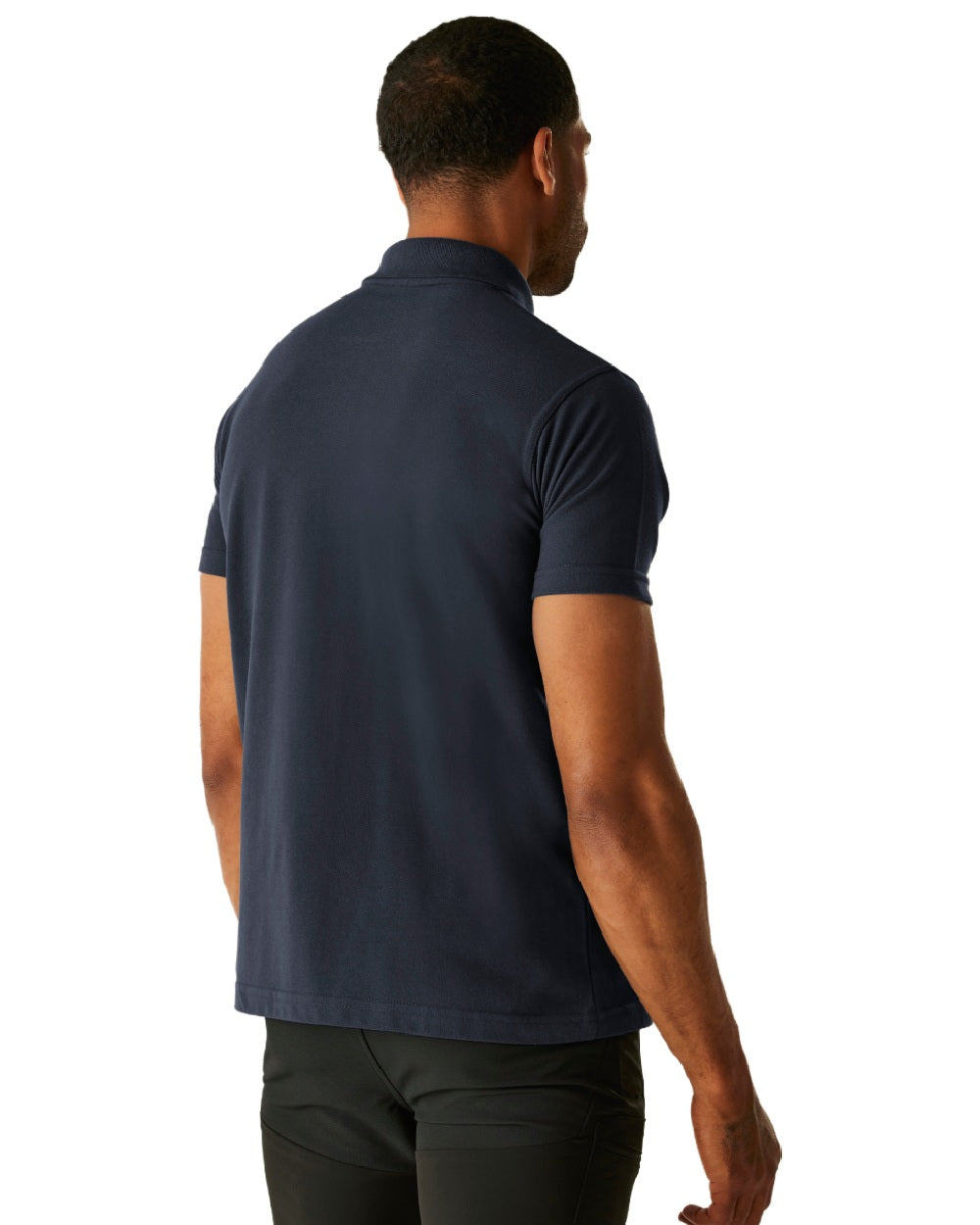 Navy coloured Regatta Mens Pro 50/50 Pique Polo T-Shirt on white background 
