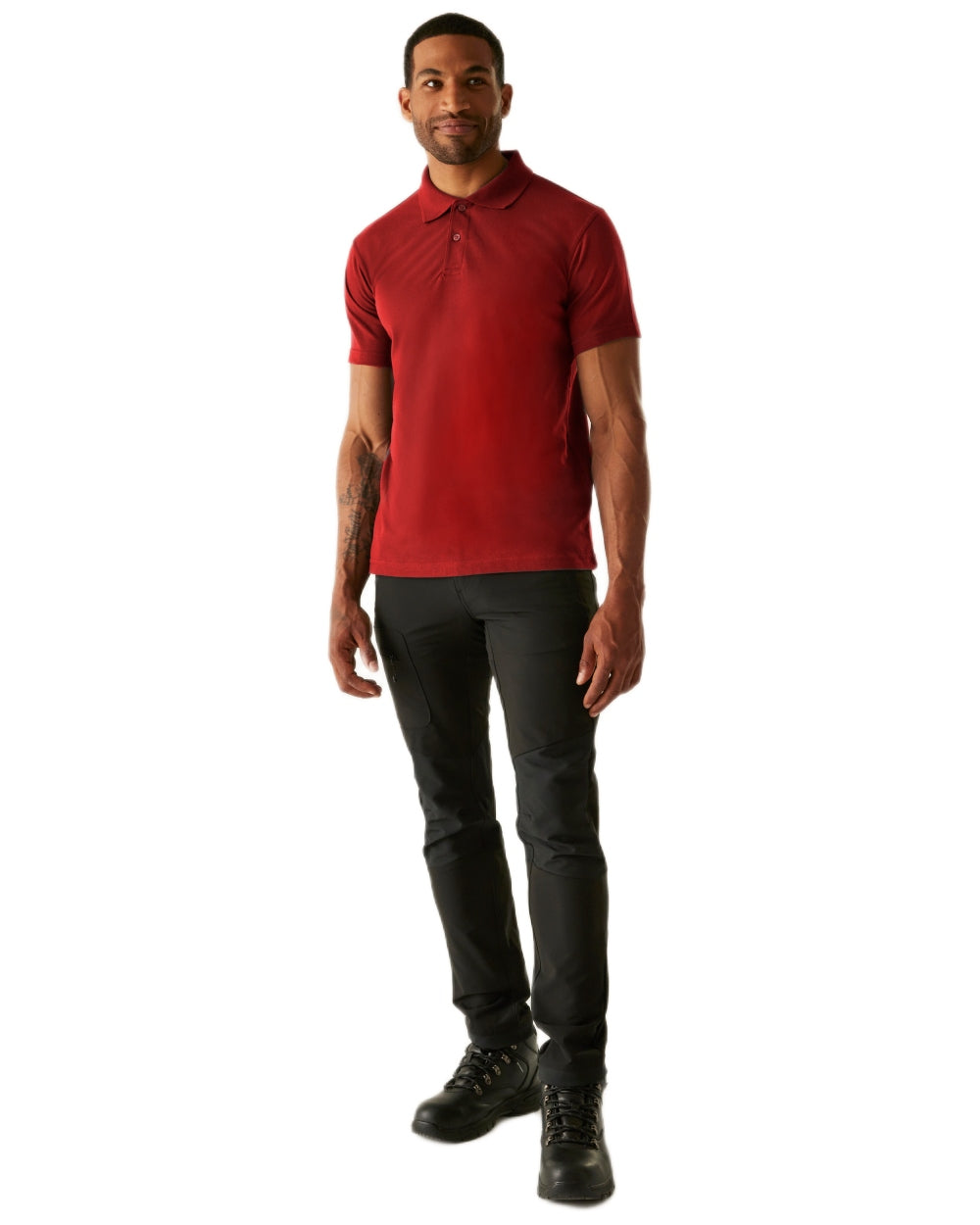 Red coloured Regatta Mens Pro 50/50 Pique Polo T-Shirt on white background 