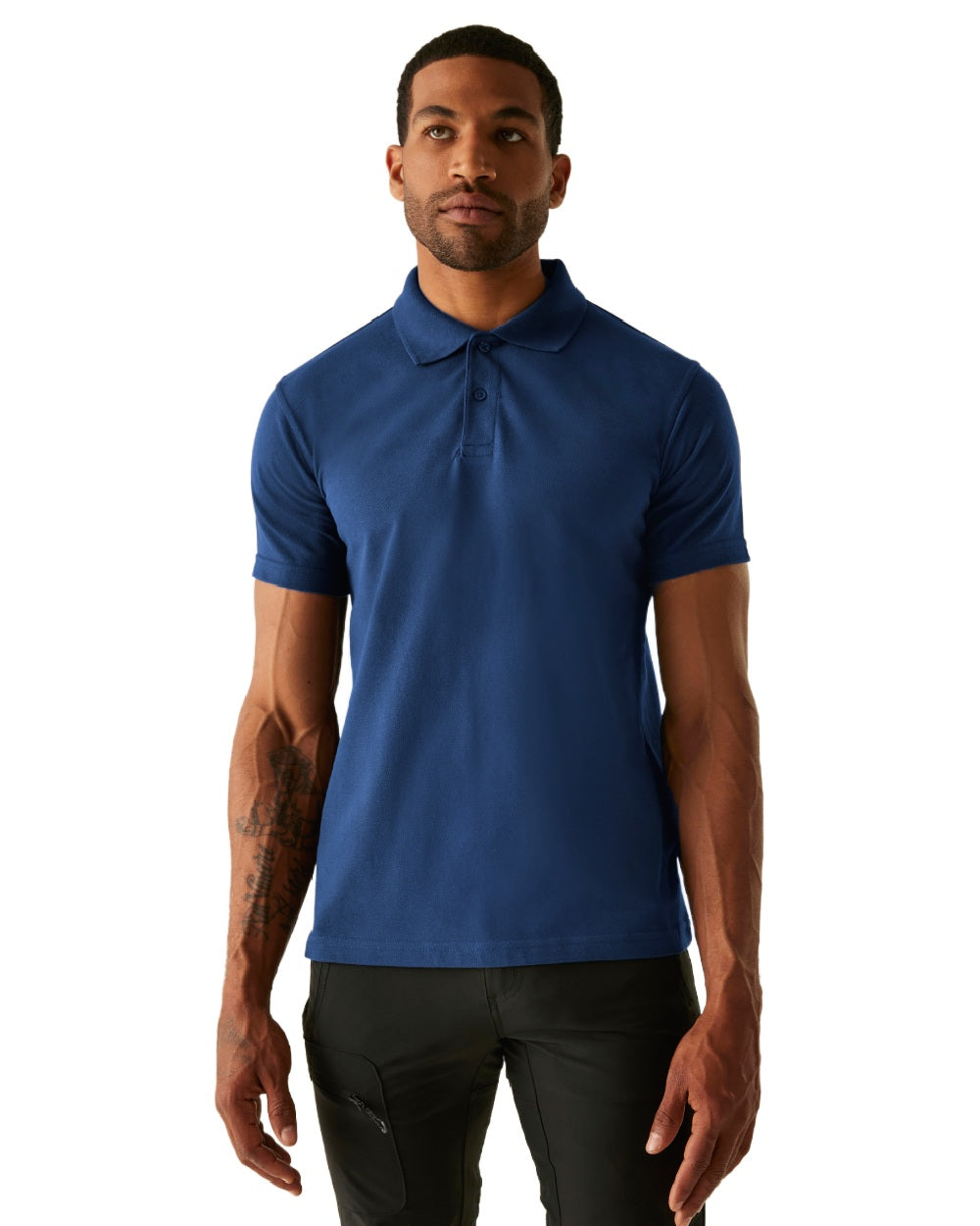 Royal Blue coloured Regatta Mens Pro 50/50 Pique Polo T-Shirt on white background 