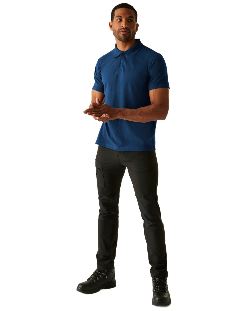 Royal Blue coloured Regatta Mens Pro 50/50 Pique Polo T-Shirt on white background 