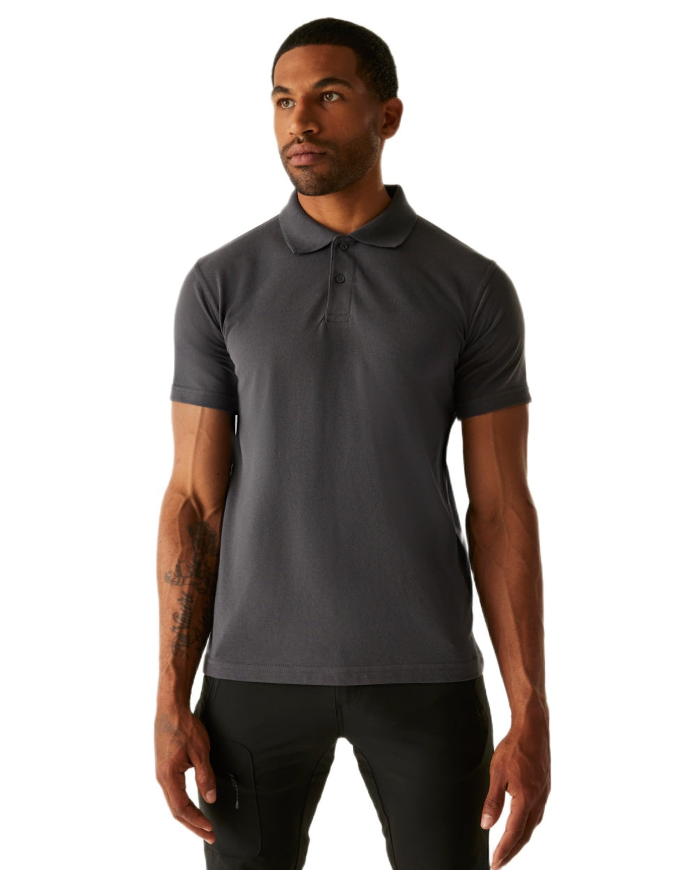 Solid Grey coloured Regatta Mens Pro 50/50 Pique Polo T-Shirt on white background 