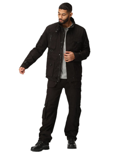 Black Coloured Regatta Mens Pro Utility Jacket on white background 