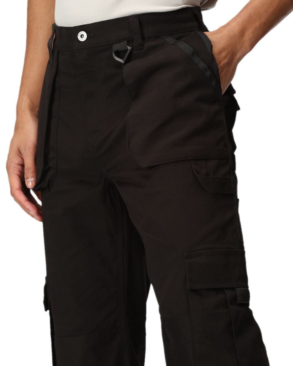 Black Coloured Regatta Mens Pro Utility Pant on white background 