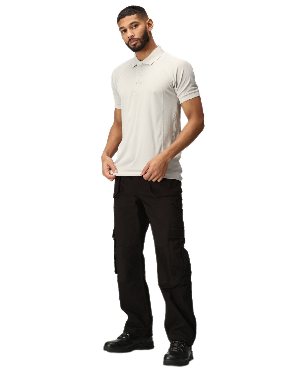 Black Coloured Regatta Mens Pro Utility Pant on white background 