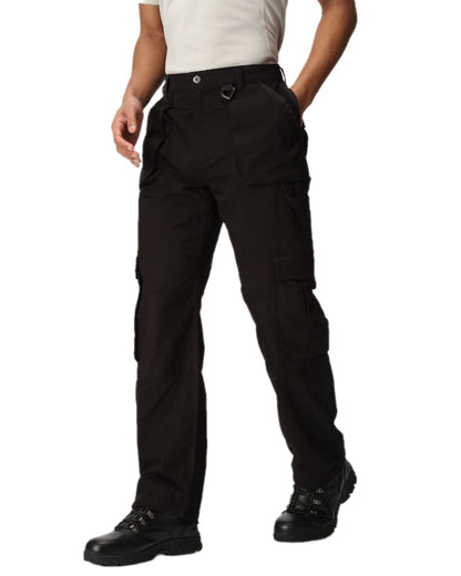 Black Coloured Regatta Mens Pro Utility Pant on white background 