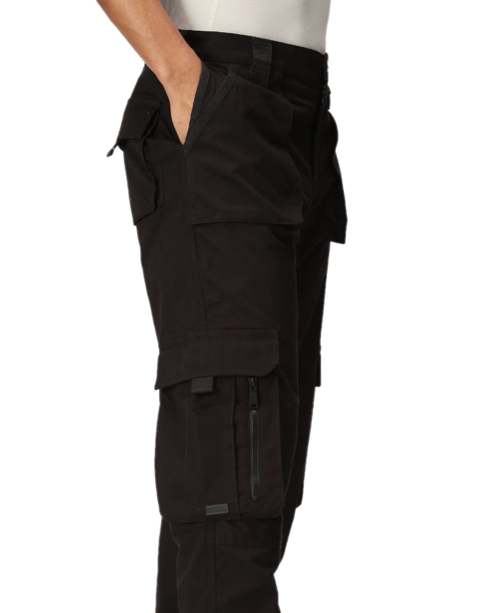 Black Coloured Regatta Mens Pro Utility Pant on white background 