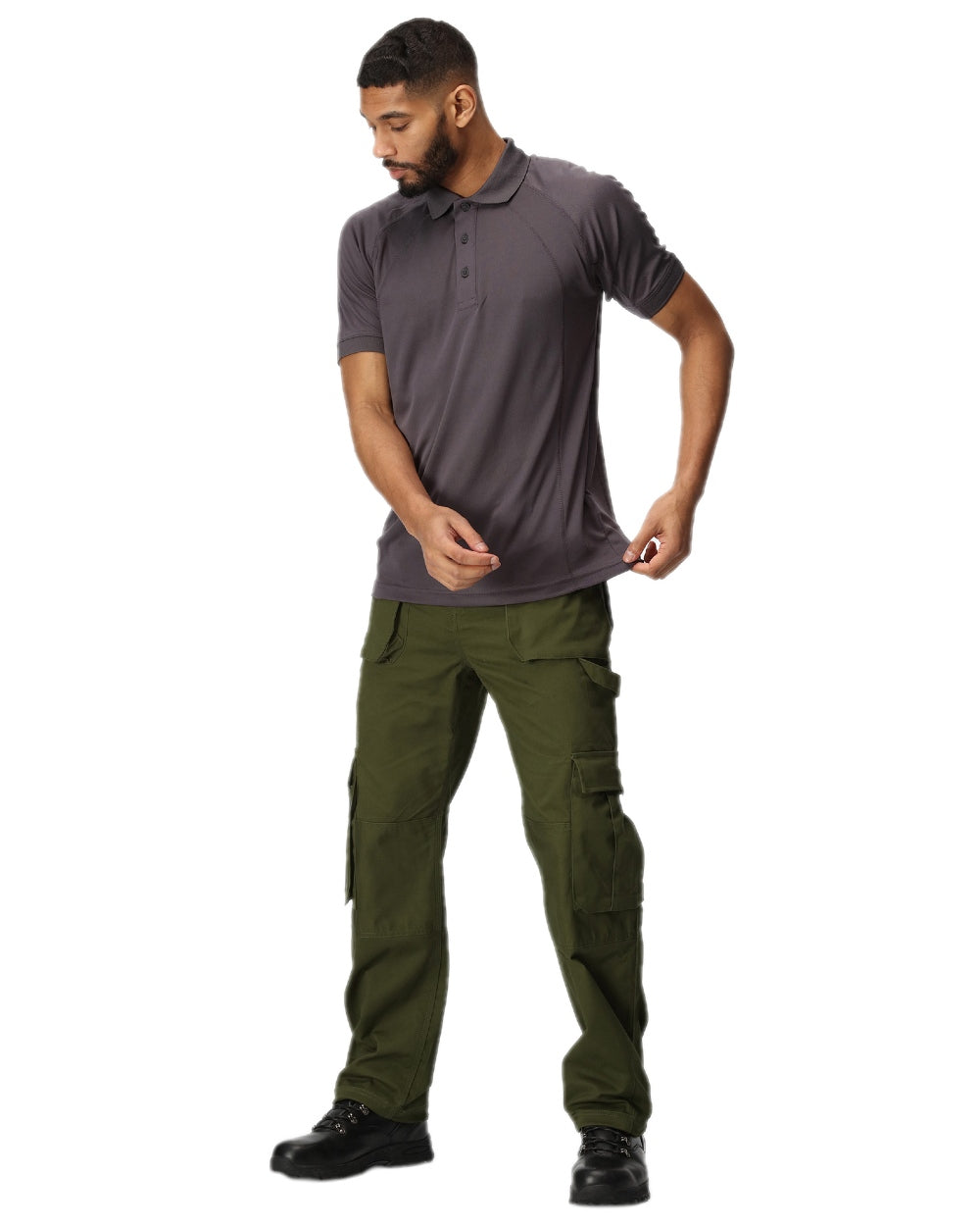 Khaki Coloured Regatta Mens Pro Utility Pant on white background 