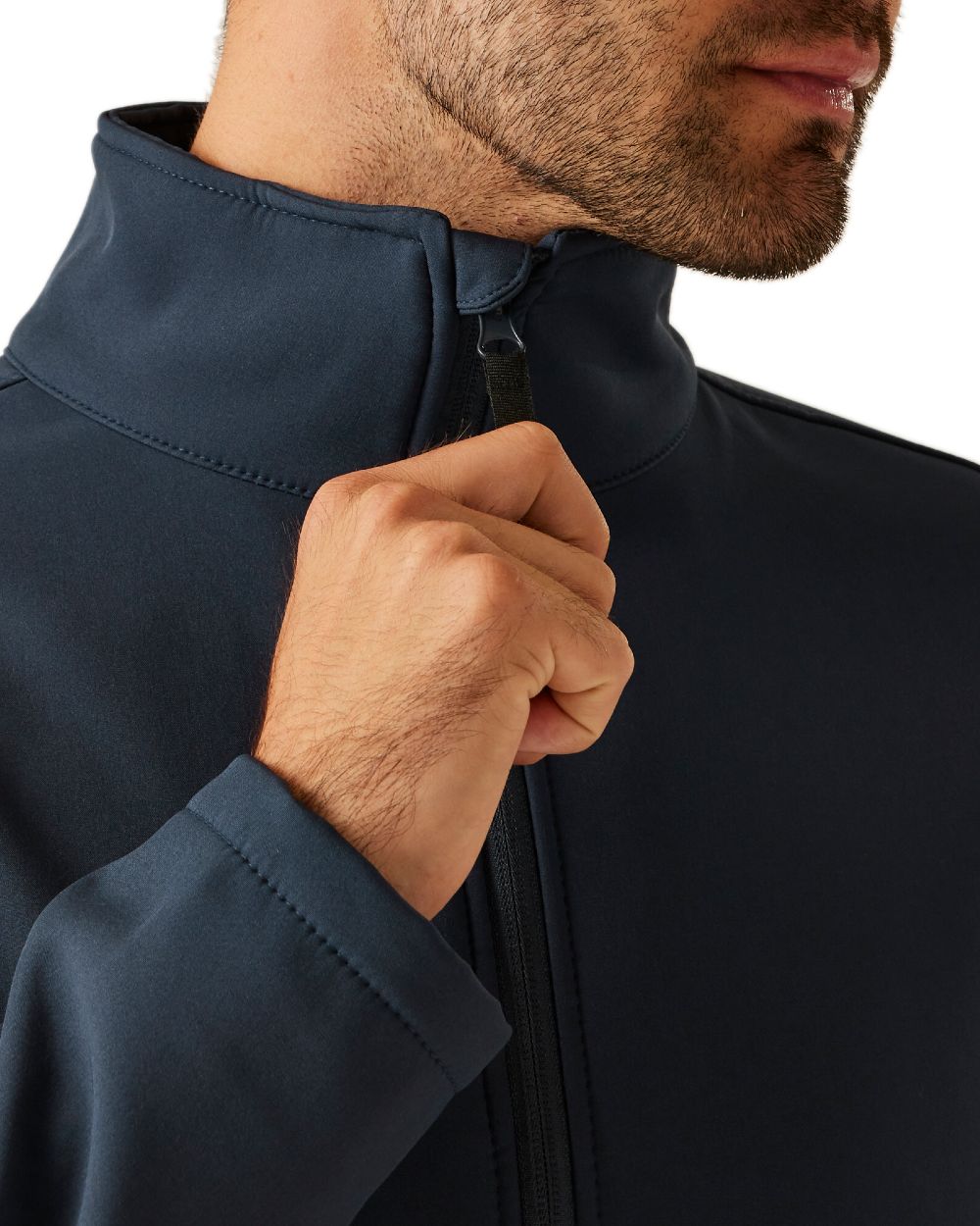 Navy coloured Regatta Mens Reid Softshell Jacket on white background 
