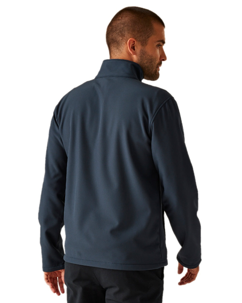 Navy coloured Regatta Mens Reid Softshell Jacket on white background 