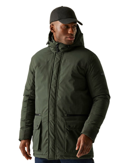Green Coloured Regatta Mens Rhodo Padded Jacket on white background 