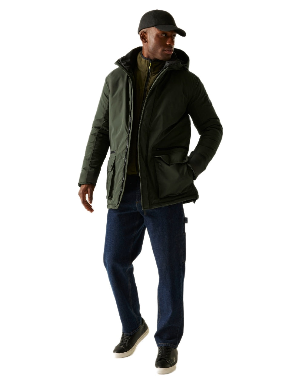 Green Coloured Regatta Mens Rhodo Padded Jacket on white background 